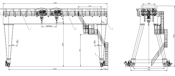 60+60 ton double girder gantry cranes