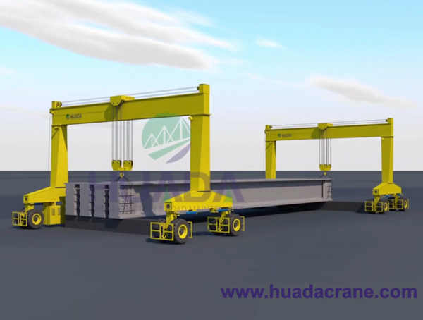 Two Sets of Straddle Crane, Straddle Carrier for Lifting Precast T beam, I beam, U beam etc.